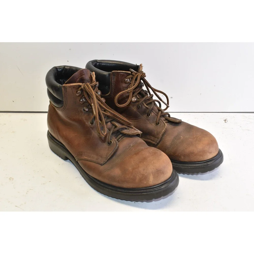 Red Wing 1607 Supersole Work Boots Brown Mens 9B Leather Lace Up Padded USA 90's